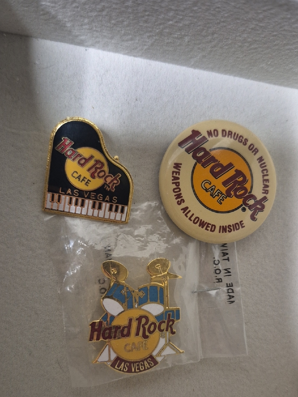 Hard Rock Cafe Las Vegas Pin Set - Black, Yellow, Blue, Gold